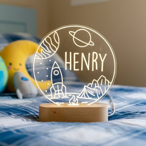 Personalized Space Night Light – Custom LED Lamp for Kids - Picture 8 of 8